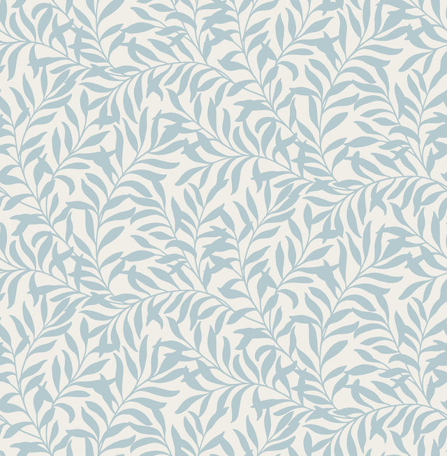 Brewster Home Fashions Salix Light Blue Leaf Wallpaper
