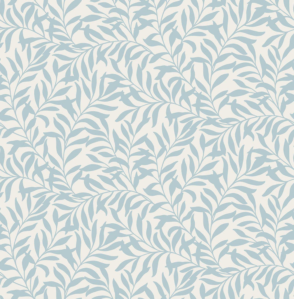 Brewster Home Fashions Salix Light Blue Leaf Blue/Grey Wallpaper