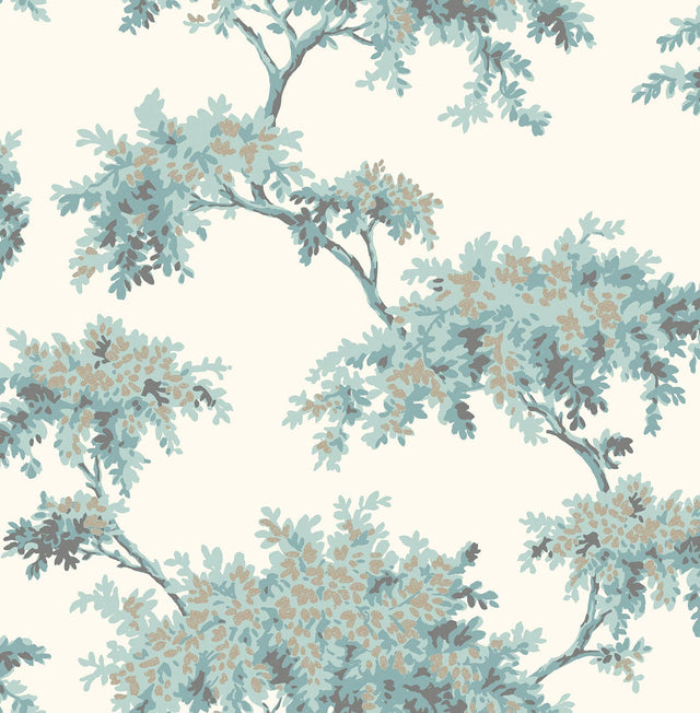 Brewster Home Fashions Ashdown Teal Tree Wallpaper