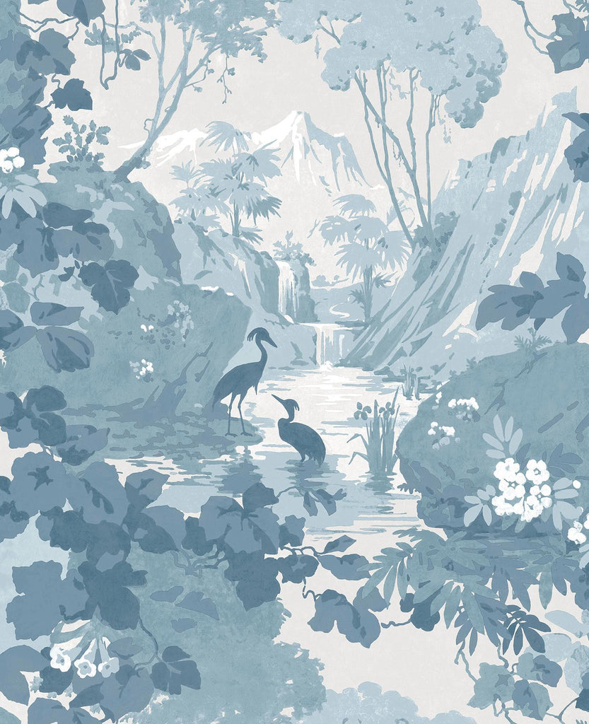 Brewster Home Fashions Eden Blue Crane Lagoon Wallpaper