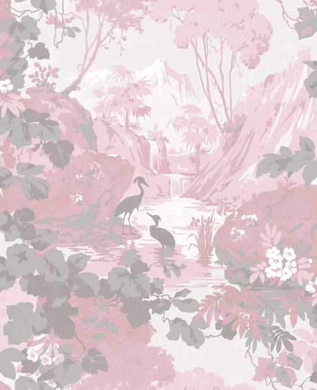 Brewster Home Fashions Eden Crane Lagoon Pink Wallpaper