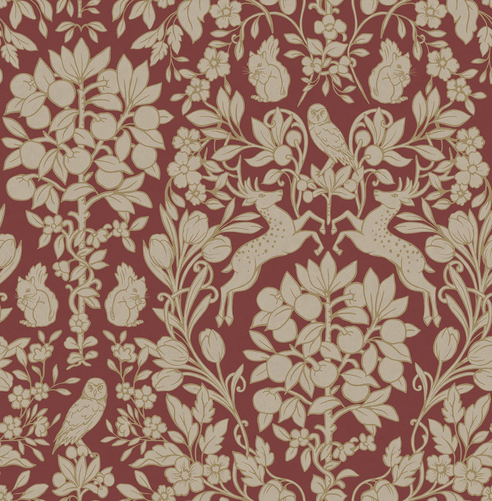 Brewster Home Fashions Richmond Maroon Floral Red/Gold Wallpaper