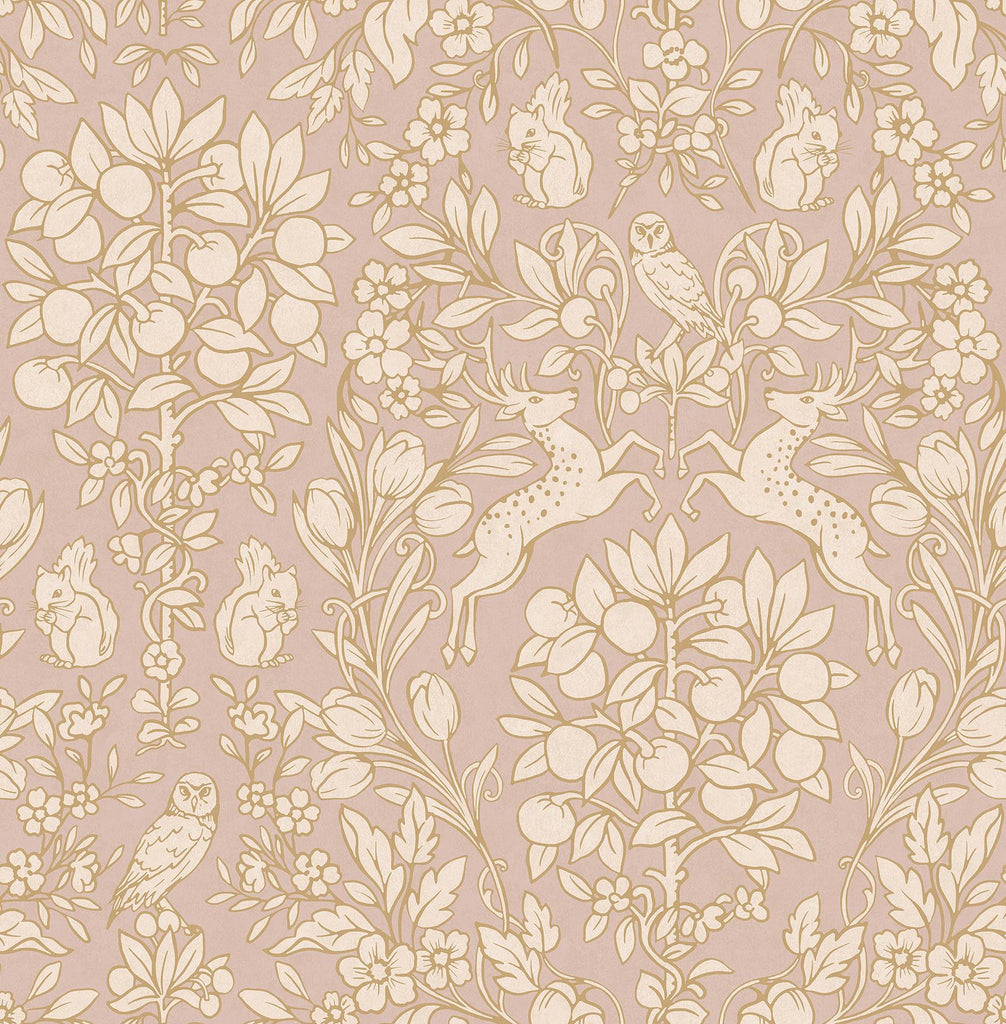 Brewster Home Fashions Richmond Pink Floral Pink/Gold Wallpaper