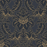 Brewster Home Fashions Windsor Blue Damask Wallpaper