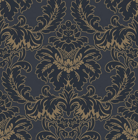 Brewster Home Fashions Windsor Blue Damask Wallpaper