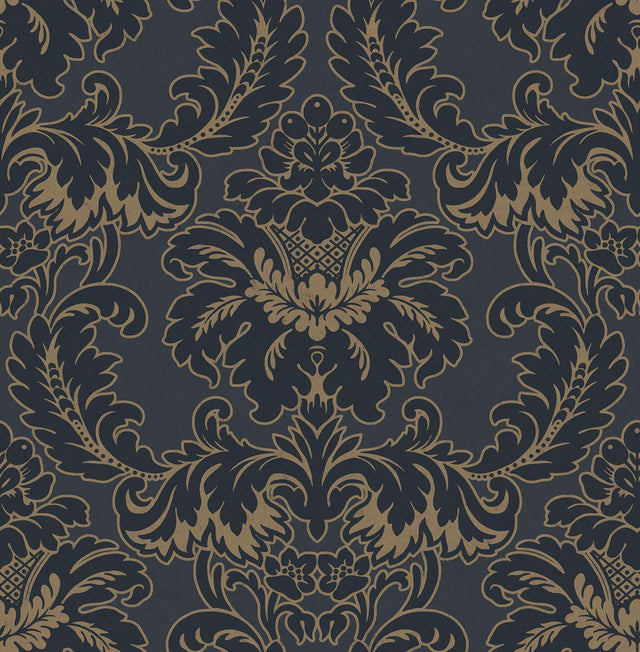 Brewster Home Fashions Windsor Blue Damask Wallpaper