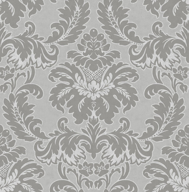 Brewster Home Fashions Windsor Grey Damask Wallpaper