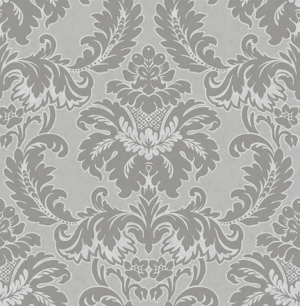 Brewster Home Fashions Windsor Grey Damask Wallpaper