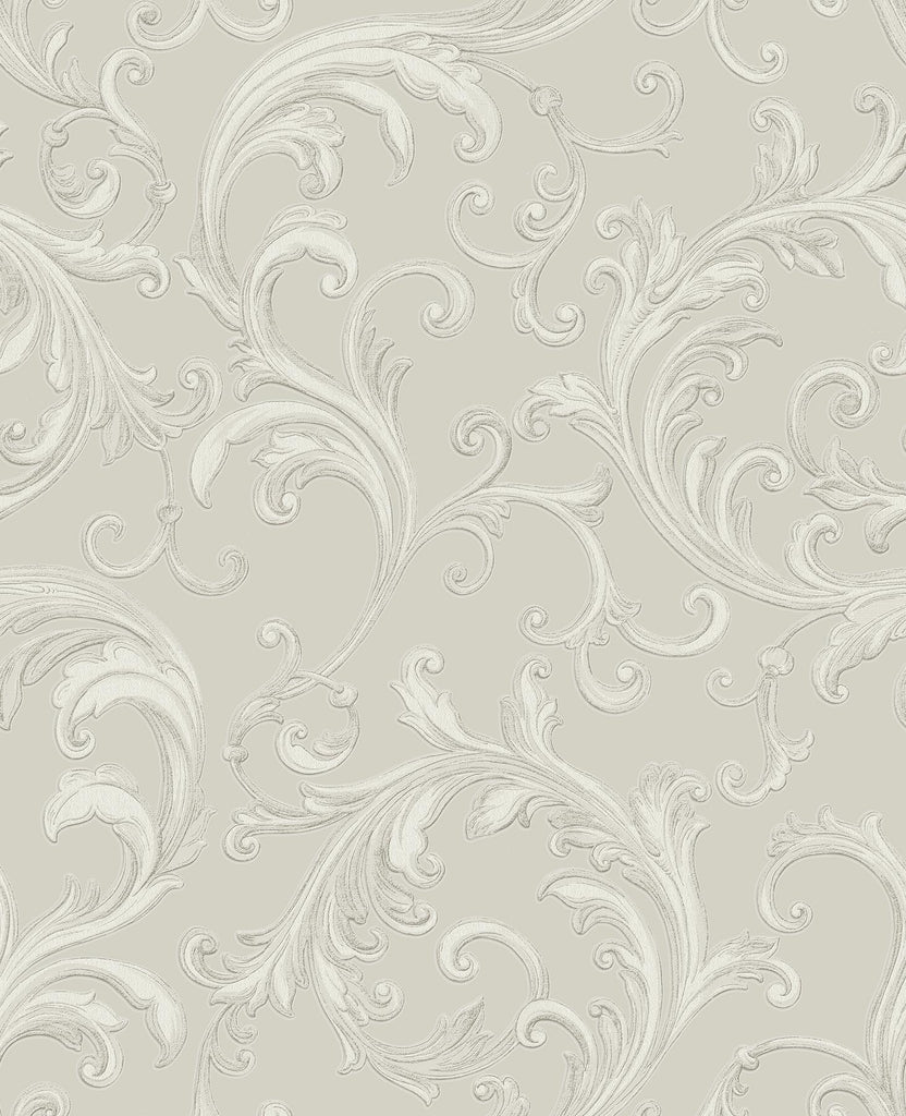 Brewster Home Fashions Noemi Silver Acanthus Wallpaper