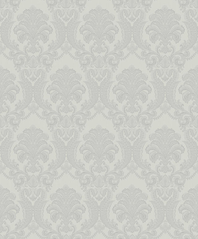 Brewster Home Fashions Renatta Silver Damask Wallpaper