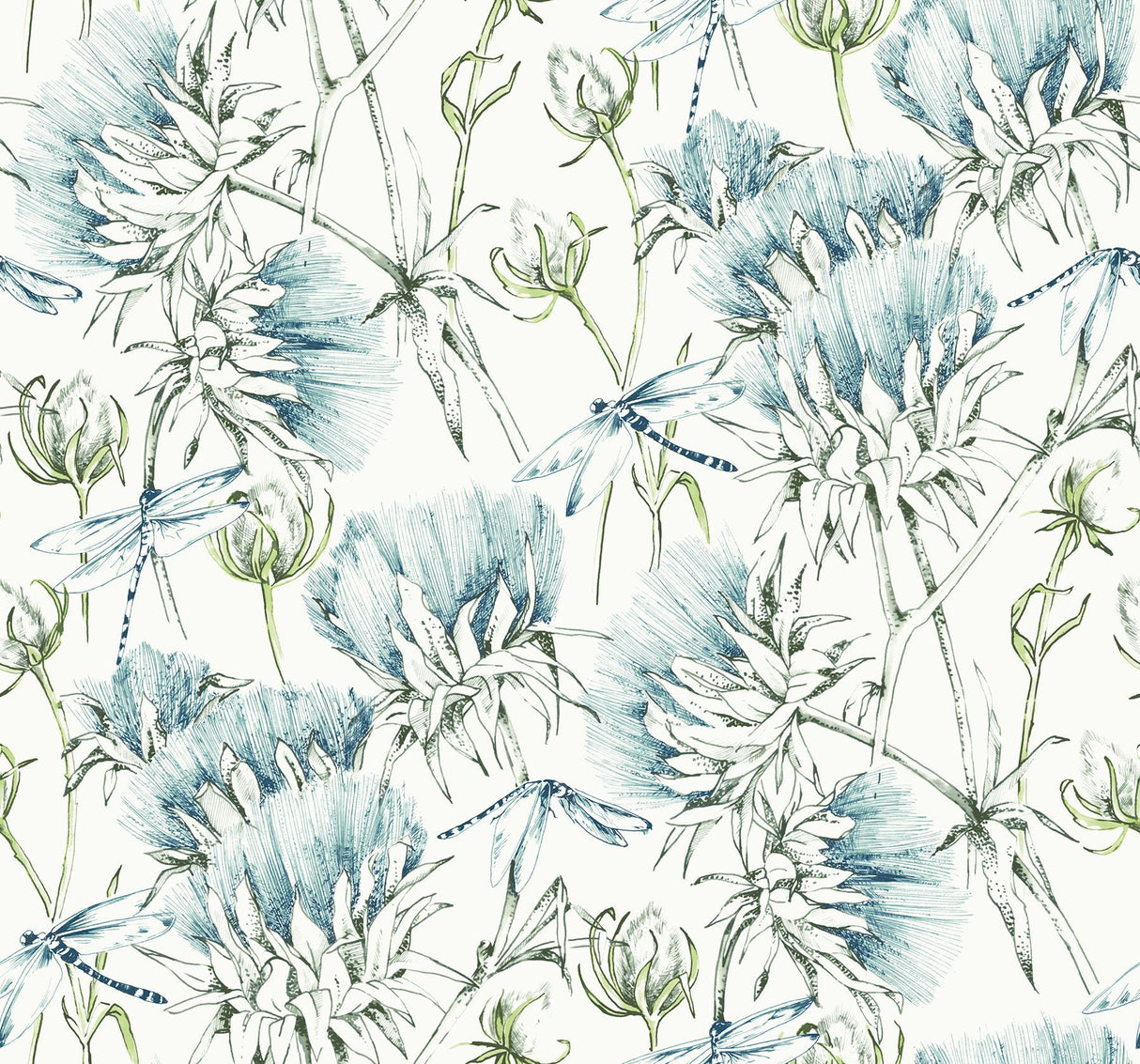 A-Street Prints Mariell Teal Dragonfly Wallpaper