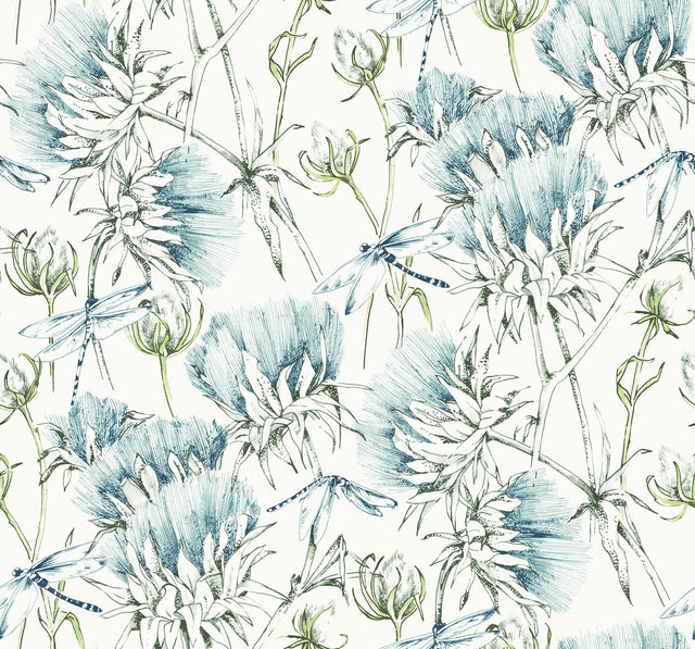 A-Street Prints Mariell Teal Dragonfly Wallpaper