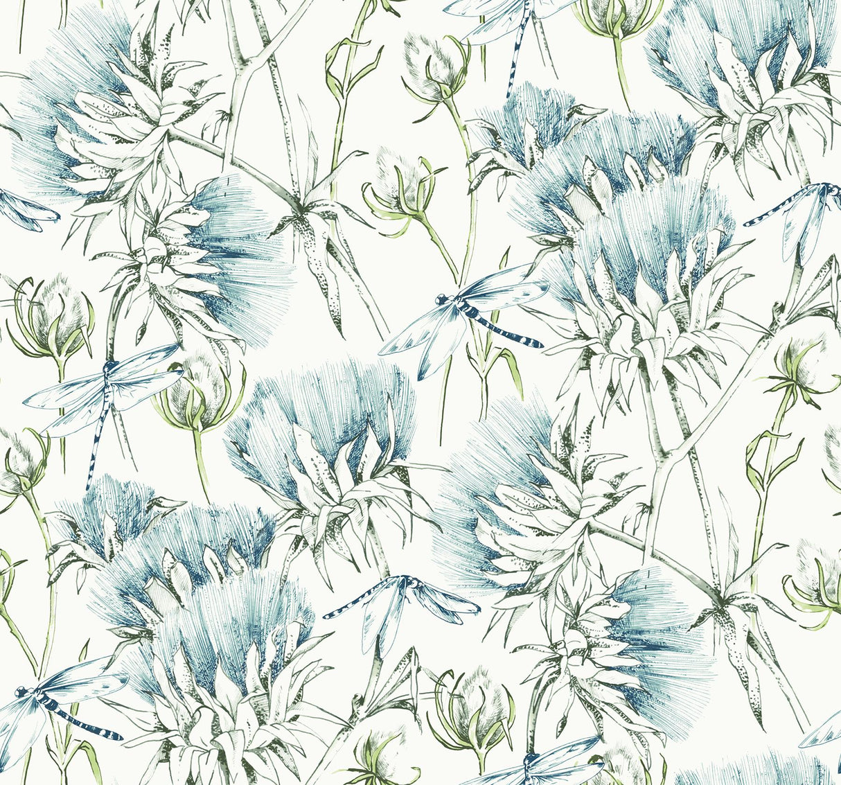A-Street Prints Mariell Dragonfly Teal Wallpaper