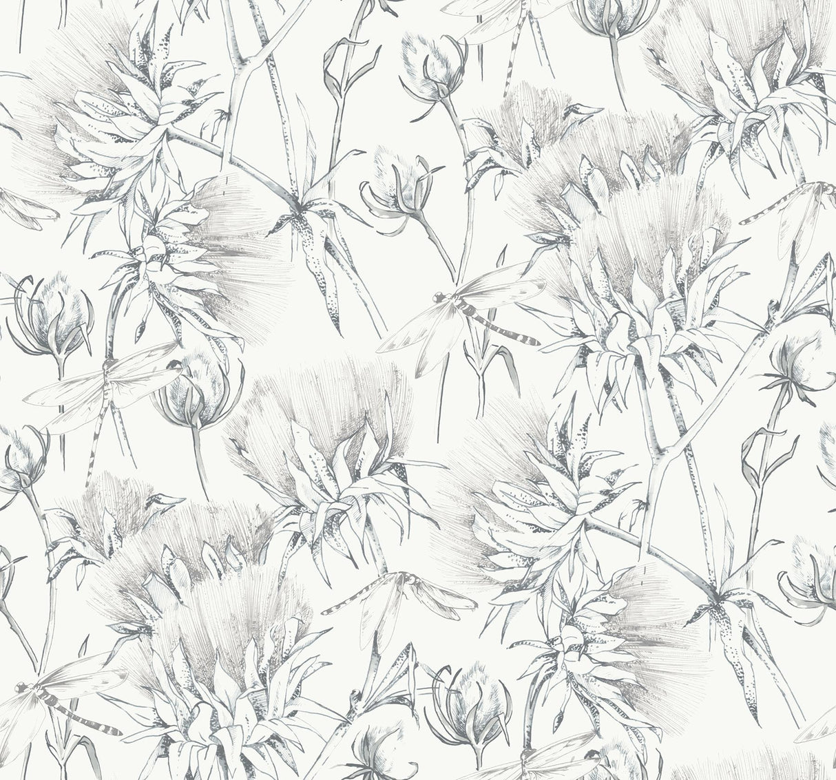 A-Street Prints Mariell Grey Dragonfly Wallpaper