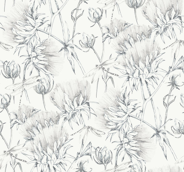 A-Street Prints Mariell Grey Dragonfly Wallpaper