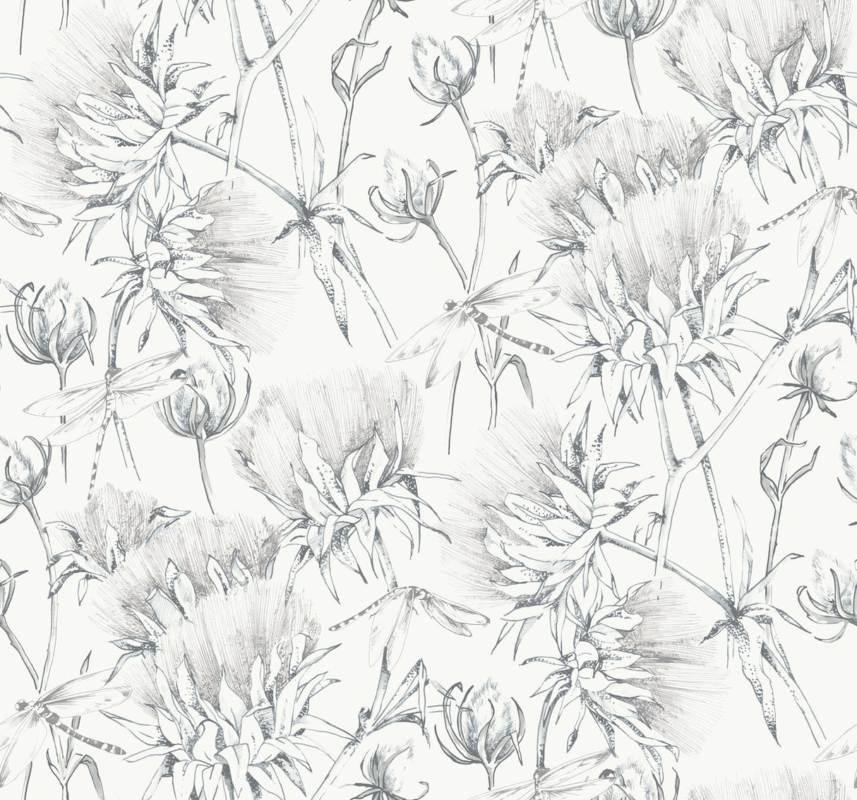 A-Street Prints Mariell Dragonfly Grey Wallpaper