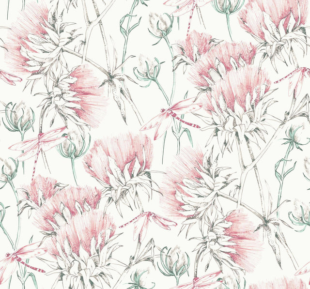 A-Street Prints Mariell Pink Dragonfly Wallpaper