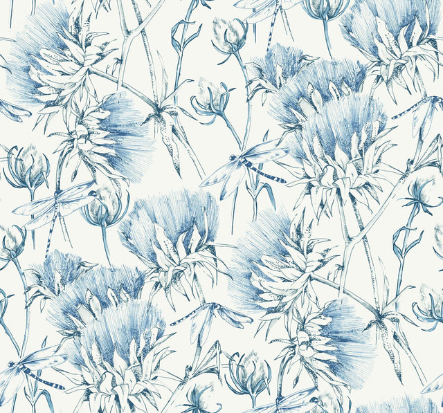 A-Street Prints Mariell Blue Dragonfly Wallpaper