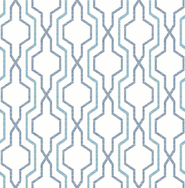 A-Street Prints Rion Blue Trellis Wallpaper