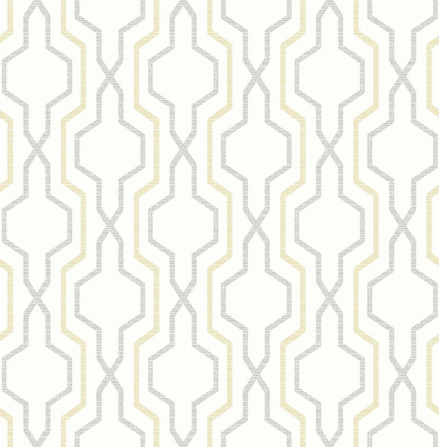A-Street Prints Rion Yellow Trellis Wallpaper