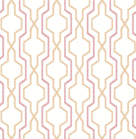 A-Street Prints Rion Orange Trellis Wallpaper