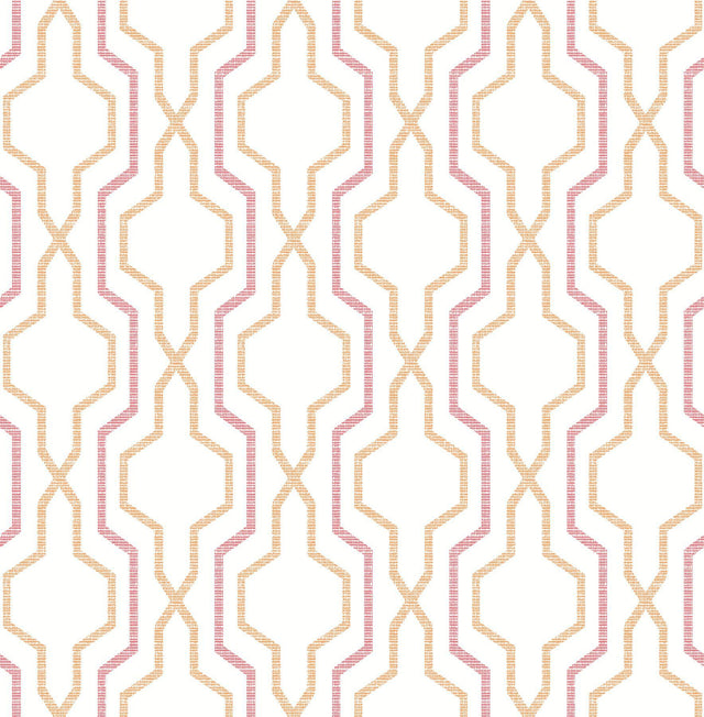 A-Street Prints Rion Orange Trellis Wallpaper