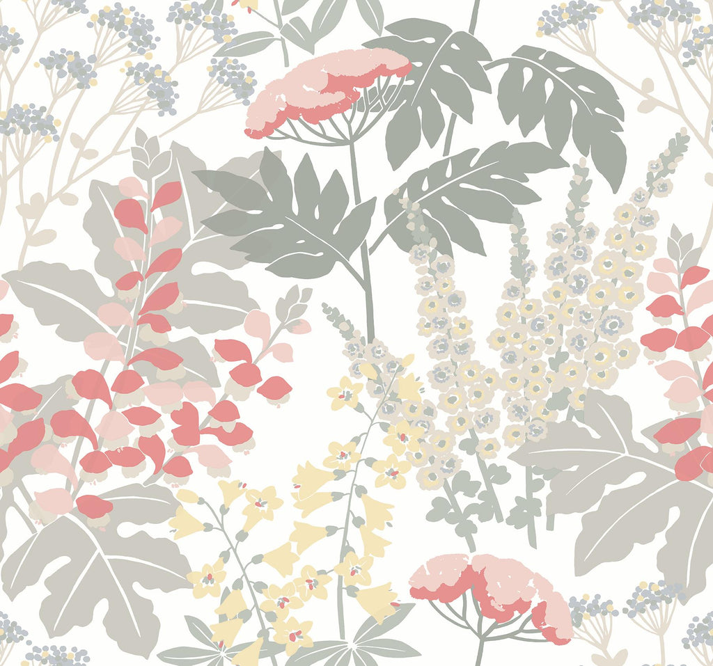 A-Street Prints Brie Forest Flowers Pink Wallpaper