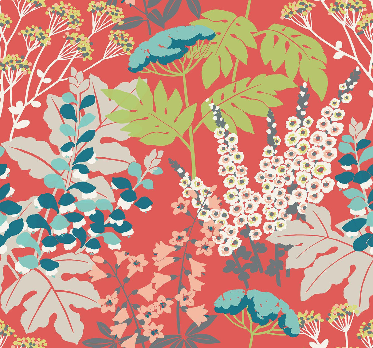 A-Street Prints Brie Red Forest Flowers Wallpaper