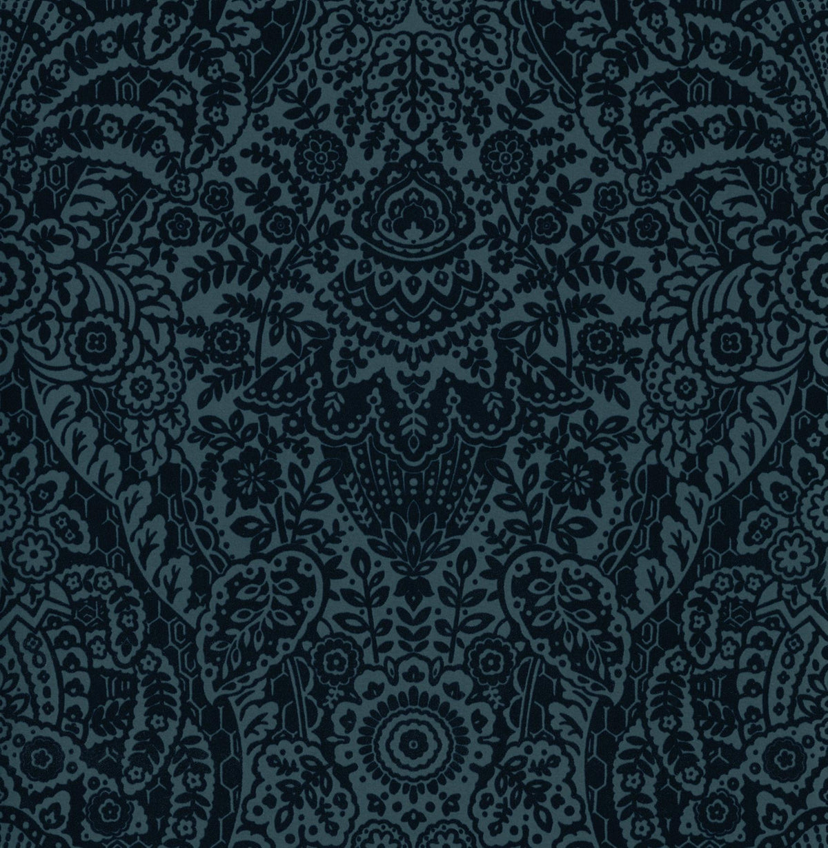 A-Street Prints Maris Indigo Flock Damask Wallpaper