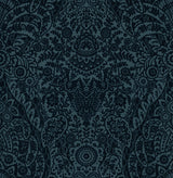 A-Street Prints Maris Indigo Flock Damask Wallpaper