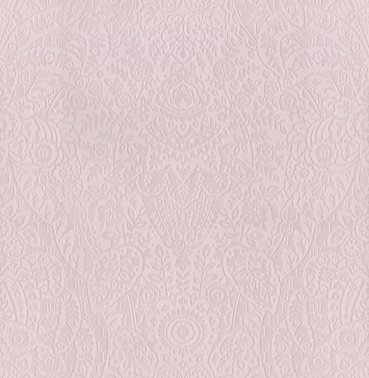 A-Street Prints Maris Pink Flock Damask Wallpaper