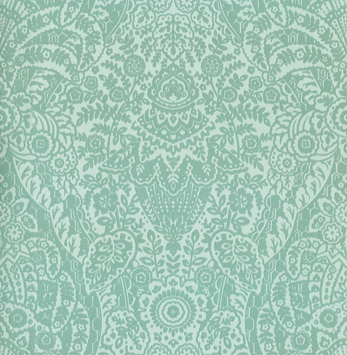 A-Street Prints Maris Mint Flock Damask Wallpaper