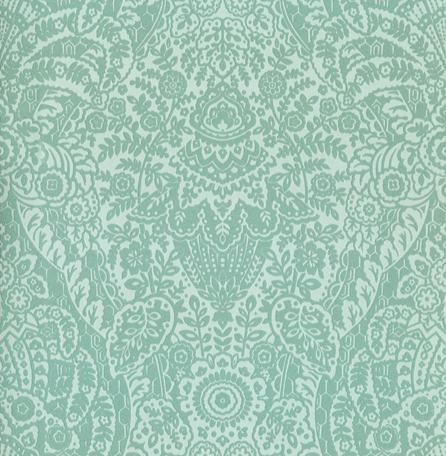 A-Street Prints Maris Mint Flock Damask Wallpaper