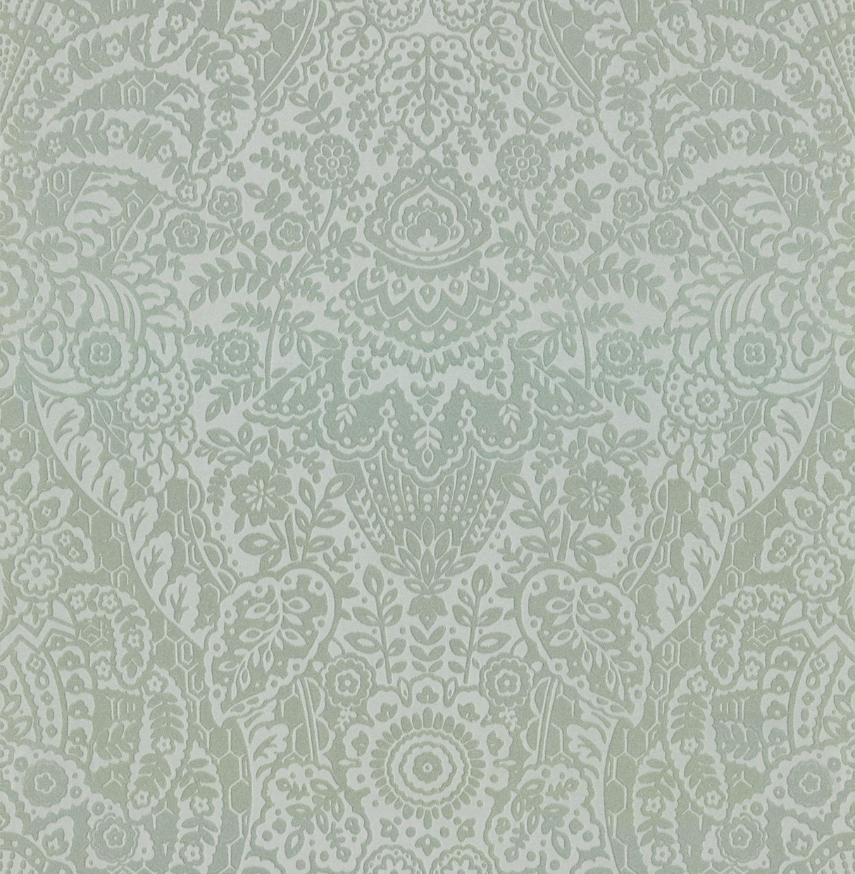 A-Street Prints Maris Silver Flock Damask Wallpaper