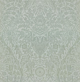 A-Street Prints Maris Silver Flock Damask Wallpaper