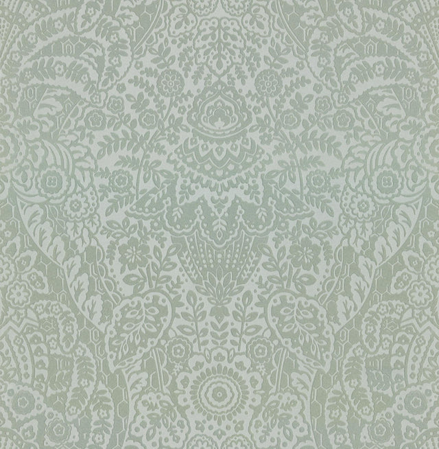 A-Street Prints Maris Silver Flock Damask Wallpaper
