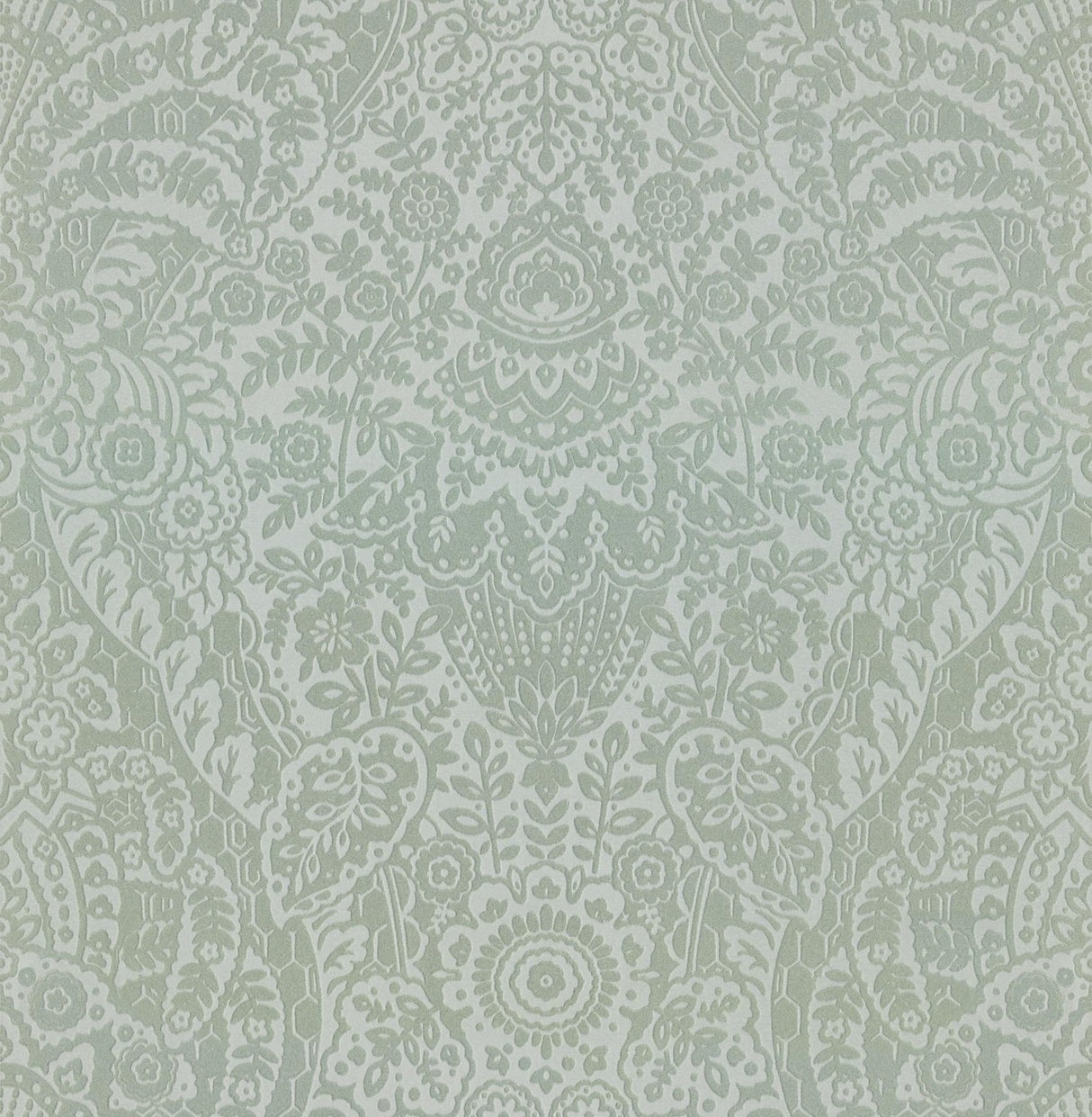 A-Street Prints Maris Flock Damask Silver Wallpaper