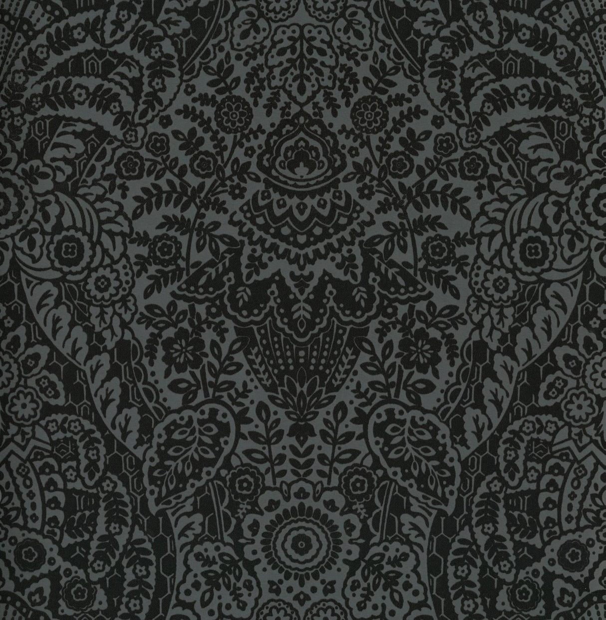 A-Street Prints Maris Charcoal Flock Damask Wallpaper