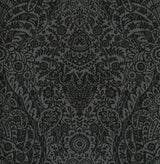 A-Street Prints Maris Charcoal Flock Damask Wallpaper