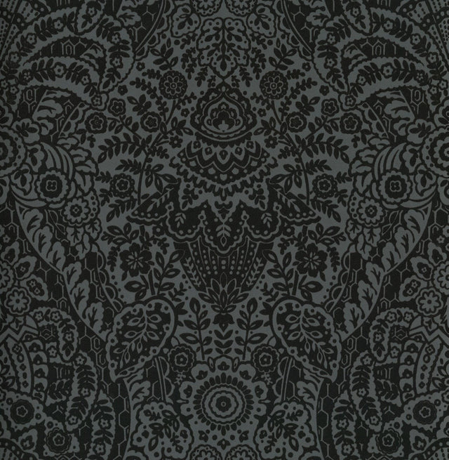 A-Street Prints Maris Charcoal Flock Damask Wallpaper