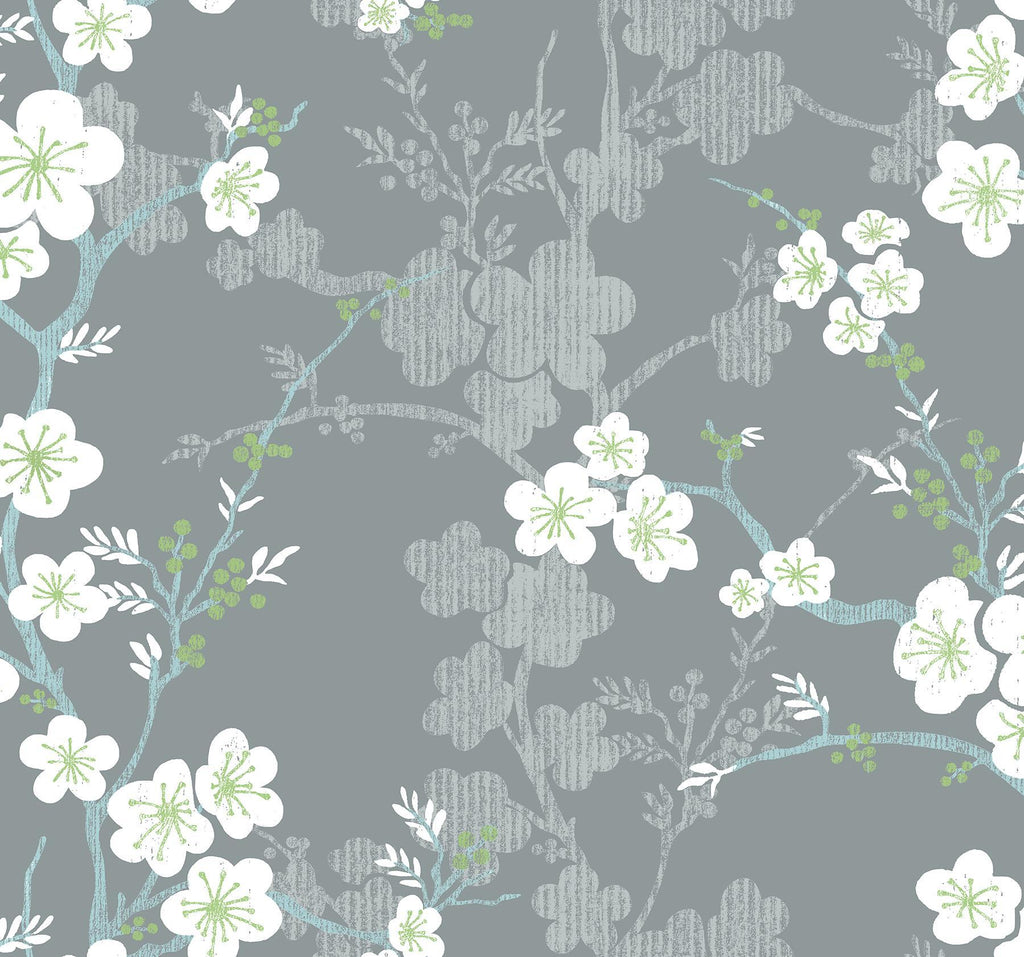 A-Street Prints Nicolette Grey Floral Trail Wallpaper