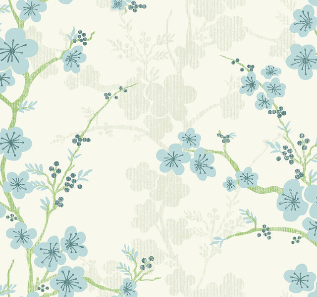 A-Street Prints Nicolette Light Blue Floral Trail Wallpaper