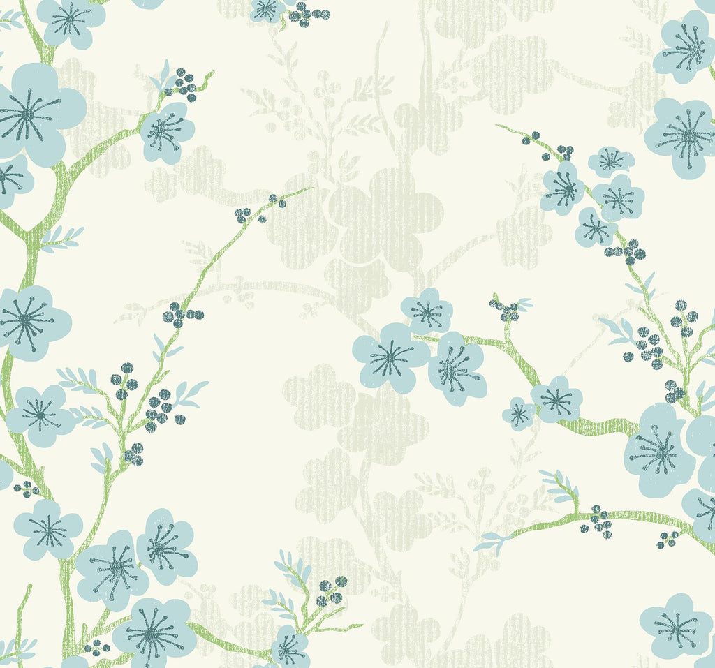 A-Street Prints Nicolette Floral Trail Light Blue Wallpaper