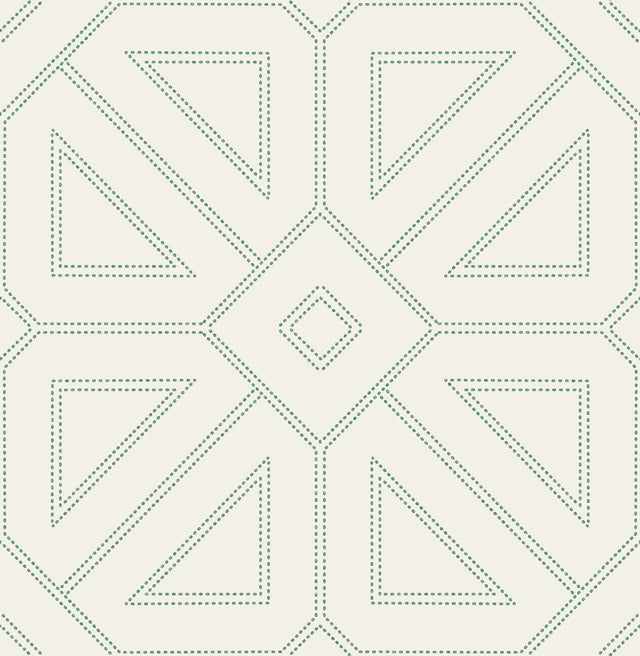 A-Street Prints Voltaire Green Beaded Geometric Wallpaper