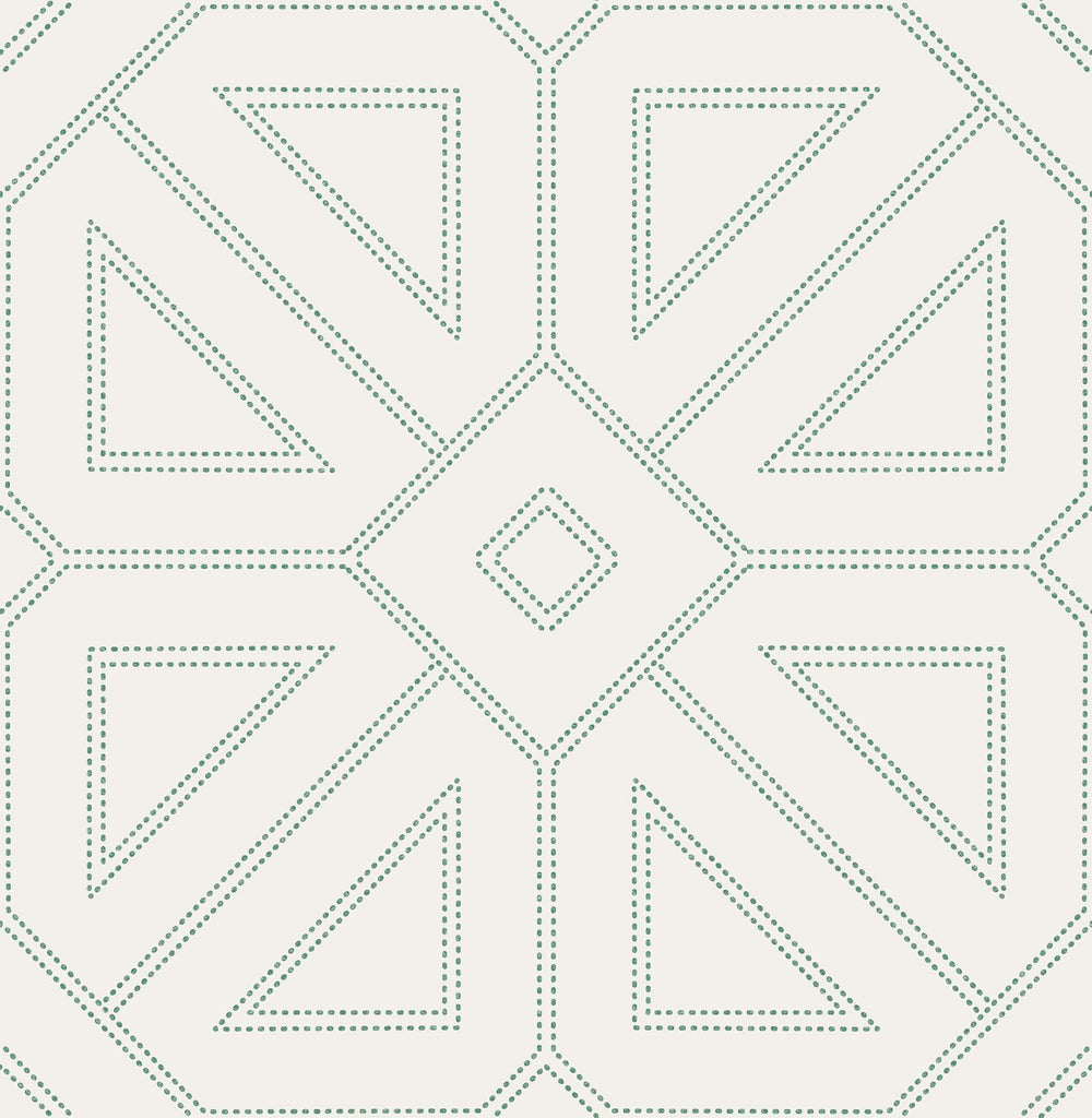 A-Street Prints Voltaire Green Beaded Geometric Wallpaper
