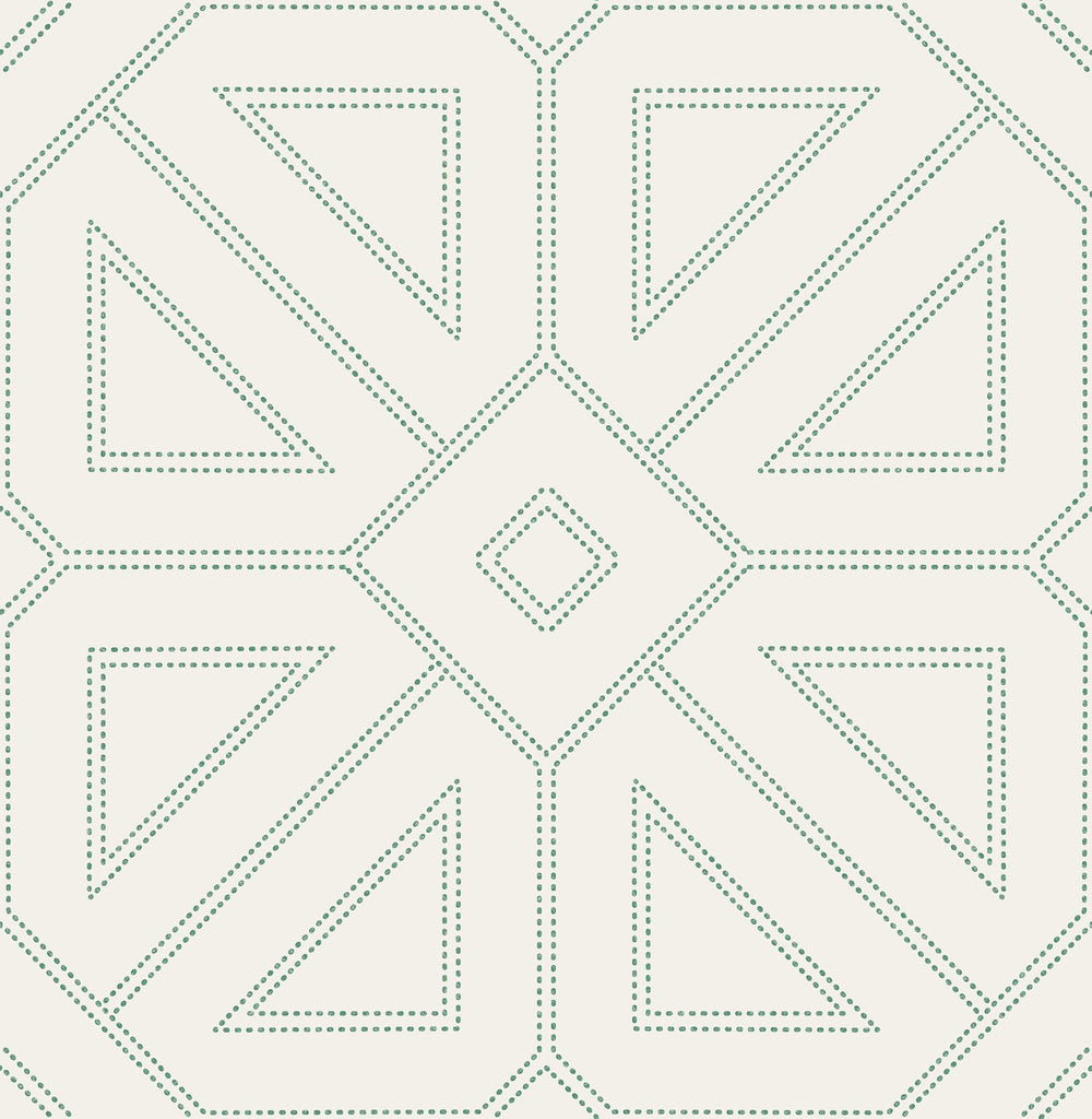 A-Street Prints Voltaire Beaded Geometric Green Wallpaper