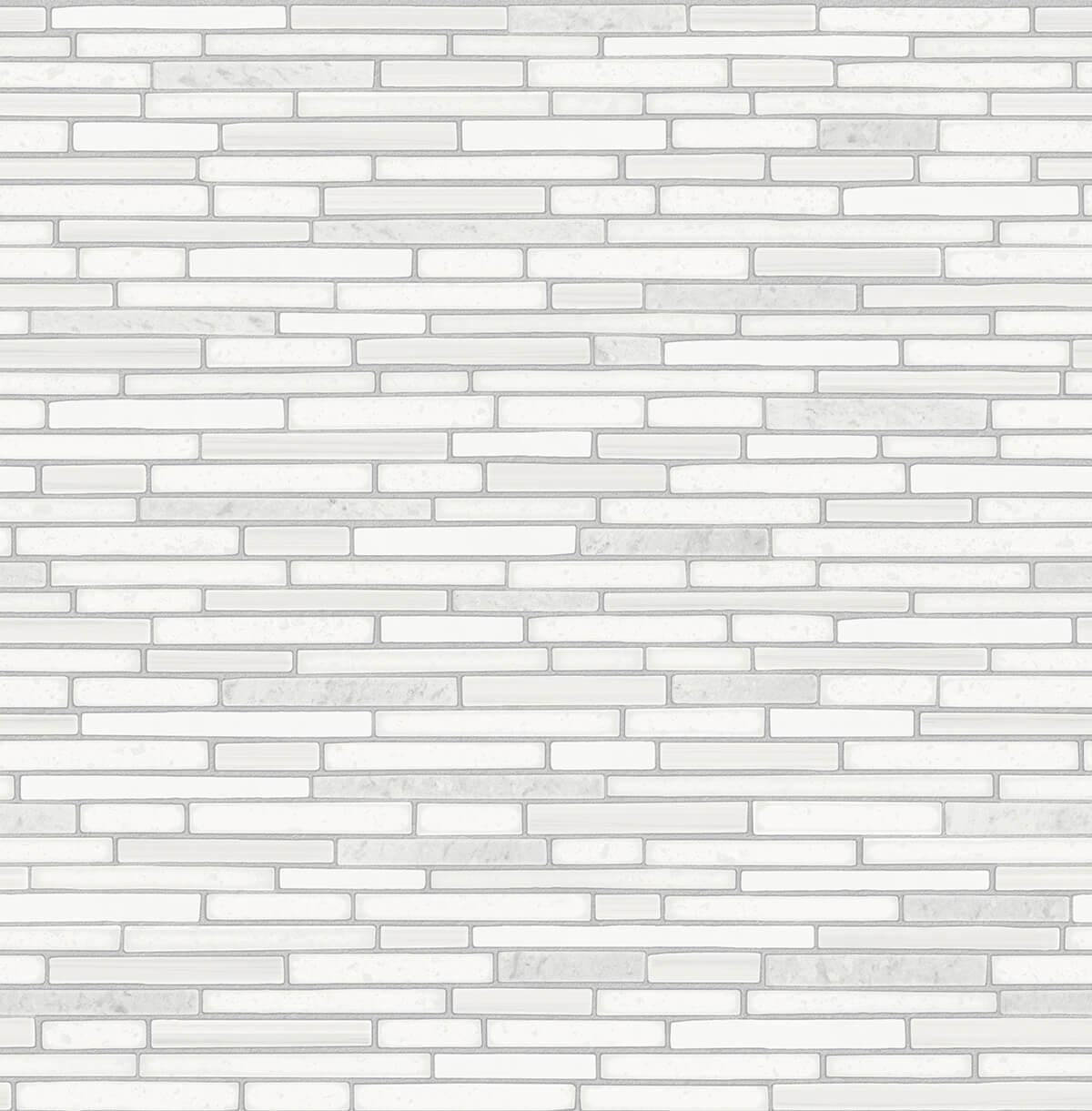 Seabrook Faux Mosaic Strip Tile Metallic Pearl & Gray Wallpaper
