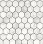 Seabrook Inlay Hexagon Carrara & Metallic Silver Wallpaper