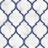 Seabrook Marbled Ogee Royal Blue & Carrara Wallpaper