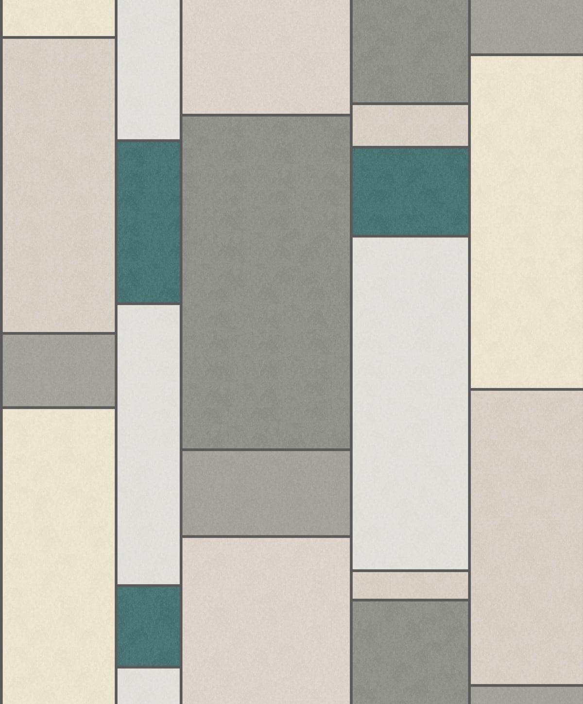 Seabrook De Stijl Geometric Teal Wallpaper